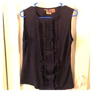 Tory Burch Sleeveless Chocolate Ruffle Shirt Sz M